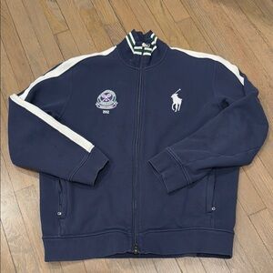 Polo by Ralph Lauren Blue and White Zip Up Sweater